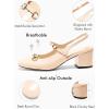 imagePiePieBuy Womens Slingback Chunky Heels Mary Jane Shoes Slip On Buckle Strap Dress Shoes Closed Round Toe PumpsBeige