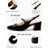 imagePiePieBuy Womens Slingback Chunky Heels Mary Jane Shoes Slip On Buckle Strap Dress Shoes Closed Round Toe PumpsBlack