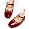 imagePiePieBuy Womens Slingback Chunky Heels Mary Jane Shoes Slip On Buckle Strap Dress Shoes Closed Round Toe PumpsBurgundy
