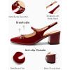 imagePiePieBuy Womens Slingback Chunky Heels Mary Jane Shoes Slip On Buckle Strap Dress Shoes Closed Round Toe PumpsBurgundy