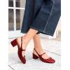 imagePiePieBuy Womens Slingback Chunky Heels Mary Jane Shoes Slip On Buckle Strap Dress Shoes Closed Round Toe PumpsBurgundy