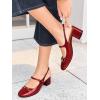 imagePiePieBuy Womens Slingback Chunky Heels Mary Jane Shoes Slip On Buckle Strap Dress Shoes Closed Round Toe PumpsBurgundy