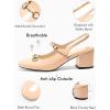 imagePiePieBuy Womens Slingback Chunky Heels Mary Jane Shoes Slip On Buckle Strap Dress Shoes Closed Round Toe PumpsKhaki