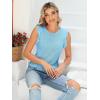 imagePiePieBuy Womens Summer Knit Tank Tops Crew Neck Sleeveless Cami Shirts Tees Ruffle Sweater VestBlue
