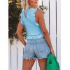 imagePiePieBuy Womens Summer Knit Tank Tops Crew Neck Sleeveless Cami Shirts Tees Ruffle Sweater VestBlue