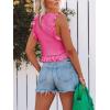 imagePiePieBuy Womens Summer Knit Tank Tops Crew Neck Sleeveless Cami Shirts Tees Ruffle Sweater VestHot Pink