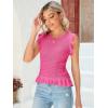 imagePiePieBuy Womens Summer Knit Tank Tops Crew Neck Sleeveless Cami Shirts Tees Ruffle Sweater VestHot Pink