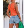 imagePiePieBuy Womens Summer Knit Tank Tops Crew Neck Sleeveless Cami Shirts Tees Ruffle Sweater VestOrange