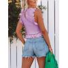 imagePiePieBuy Womens Summer Knit Tank Tops Crew Neck Sleeveless Cami Shirts Tees Ruffle Sweater VestPurple