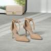 imageWomens High Heel Pointed Toe Pumps Ankle Tie Classic Office Special Dress Party ShoesKhaki