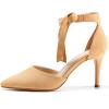 imageWomens High Heel Pointed Toe Pumps Ankle Tie Classic Office Special Dress Party ShoesKhaki