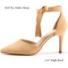 imageWomens High Heel Pointed Toe Pumps Ankle Tie Classic Office Special Dress Party ShoesKhaki