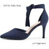 imageWomens High Heel Pointed Toe Pumps Ankle Tie Classic Office Special Dress Party ShoesNavy