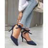 imageWomens High Heel Pointed Toe Pumps Ankle Tie Classic Office Special Dress Party ShoesNavy