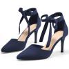 imageWomens High Heel Pointed Toe Pumps Ankle Tie Classic Office Special Dress Party ShoesNavy