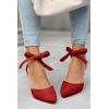 imageWomens High Heel Pointed Toe Pumps Ankle Tie Classic Office Special Dress Party ShoesRed