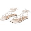 imagePiePieBuy Womens Lace up Square Toes Flat Sandals with Ankle Strap Summer CrissCross Gladiator Shoes1beige