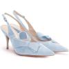 imagePiePieBuy Womens Pointed Toe Slingback Pumps Mid Heel Bow Stilettos Sandals Faux Suede Wedding Party Dress ShoesBlue