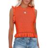 imagePiePieBuy Womens Summer Knit Tank Tops Crew Neck Sleeveless Cami Shirts Tees Ruffle Sweater Vest Orange XLarge