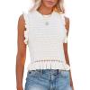 imagePiePieBuy Womens Summer Knit Tank Tops Crew Neck Sleeveless Cami Shirts Tees Ruffle Sweater VestWhite