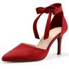 imageWomens High Heel Pointed Toe Pumps Ankle Tie Classic Office Special Dress Party ShoesRed
