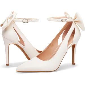imagePiePieBuy Womens Pointed Toe High Heels Ankle Strap DOrsay Pumps Shoes Bow Wedding Bowtie Back Dress SandalsLight Beigepu