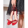 imagePiePieBuy Womens Bowknot Heeled Sandals Ankle Strap Buckle Open Toe High Stiletto Heel Pump Dress Party ShoesRed