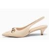 imagePiePieBuy Womens Slingback Kitten Heels Closed Pointed Toe Pumps Work Dress Shoes with Metal ChainNude