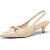 imagePiePieBuy Womens Slingback Kitten Heels Closed Pointed Toe Pumps Work Dress Shoes with Metal ChainNude