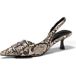 imagePiePieBuy Womens Slingback Kitten Low Heels Pointed Closed Toe Dress Shoes DOrsay Buckle Work PumpsSnakeskin