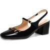 imagePiePieBuy Womens Slingback Chunky Heels Mary Jane Shoes Slip On Buckle Strap Dress Shoes Closed Round Toe PumpsBlack