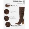 imagePiePieBuy Womens Faux Suede Knee High Boots Pointed Toe High Chunky Heel Side Zipper Party Dress BootiesChocolate