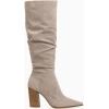 imagePiePieBuy Womens Faux Suede Knee High Boots Pointed Toe High Chunky Heel Side Zipper Party Dress BootiesLight Taupe