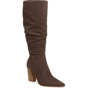 imagePiePieBuy Womens Faux Suede Knee High Boots Pointed Toe High Chunky Heel Side Zipper Party Dress BootiesChocolate