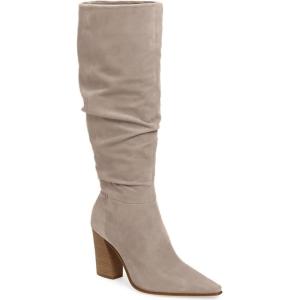 imagePiePieBuy Womens Faux Suede Knee High Boots Pointed Toe High Chunky Heel Side Zipper Party Dress BootiesLight Taupe