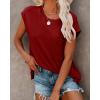 imagePiePieBuy Womens Crew Neck TShirt Cap Sleeve Loose Tops Solid Color Summer Shirts