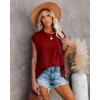 imagePiePieBuy Womens Crew Neck TShirt Cap Sleeve Loose Tops Solid Color Summer Shirts