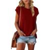 imagePiePieBuy Womens Crew Neck TShirt Cap Sleeve Loose Tops Solid Color Summer Shirts