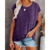 imagePiePieBuy Womens Crew Neck TShirt Cap Sleeve Loose Tops Solid Color Summer Shirts Purple