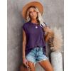 imagePiePieBuy Womens Crew Neck TShirt Cap Sleeve Loose Tops Solid Color Summer Shirts Purple