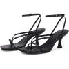 imagePiePieBuy Womens Lace Up Heeled Sandals Square Flip Flop High Heels Strappy Party Shoes1 Black