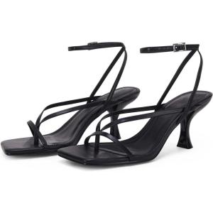 imagePiePieBuy Womens Lace Up Heeled Sandals Square Flip Flop High Heels Strappy Party Shoes1 Black