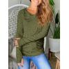 imagePiePieBuy Womens Thumb Hole TShirt Long Sleeve Crew Neck Plain Shirts Casual Ruched Tee TopsArmy Green1