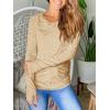 imagePiePieBuy Womens Thumb Hole TShirt Long Sleeve Crew Neck Plain Shirts Casual Ruched Tee TopsBeige1