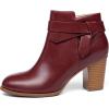imagePiePieBuy Womens Tie Knot Chelsea Pump Ankle Boots Closed Toe Stacked Heel Booties ShoesBurgundy