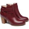 imagePiePieBuy Womens Tie Knot Chelsea Pump Ankle Boots Closed Toe Stacked Heel Booties ShoesBurgundy