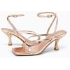 imagePiePieBuy Womens Lace Up Heeled Sandals Square Flip Flop High Heels Strappy Party ShoesChampagne Gold