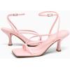 imagePiePieBuy Womens Lace Up Heeled Sandals Square Flip Flop High Heels Strappy Party ShoesPink