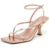 imagePiePieBuy Womens Lace Up Heeled Sandals Square Flip Flop High Heels Strappy Party ShoesChampagne Gold