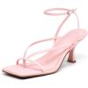 imagePiePieBuy Womens Lace Up Heeled Sandals Square Flip Flop High Heels Strappy Party ShoesPink